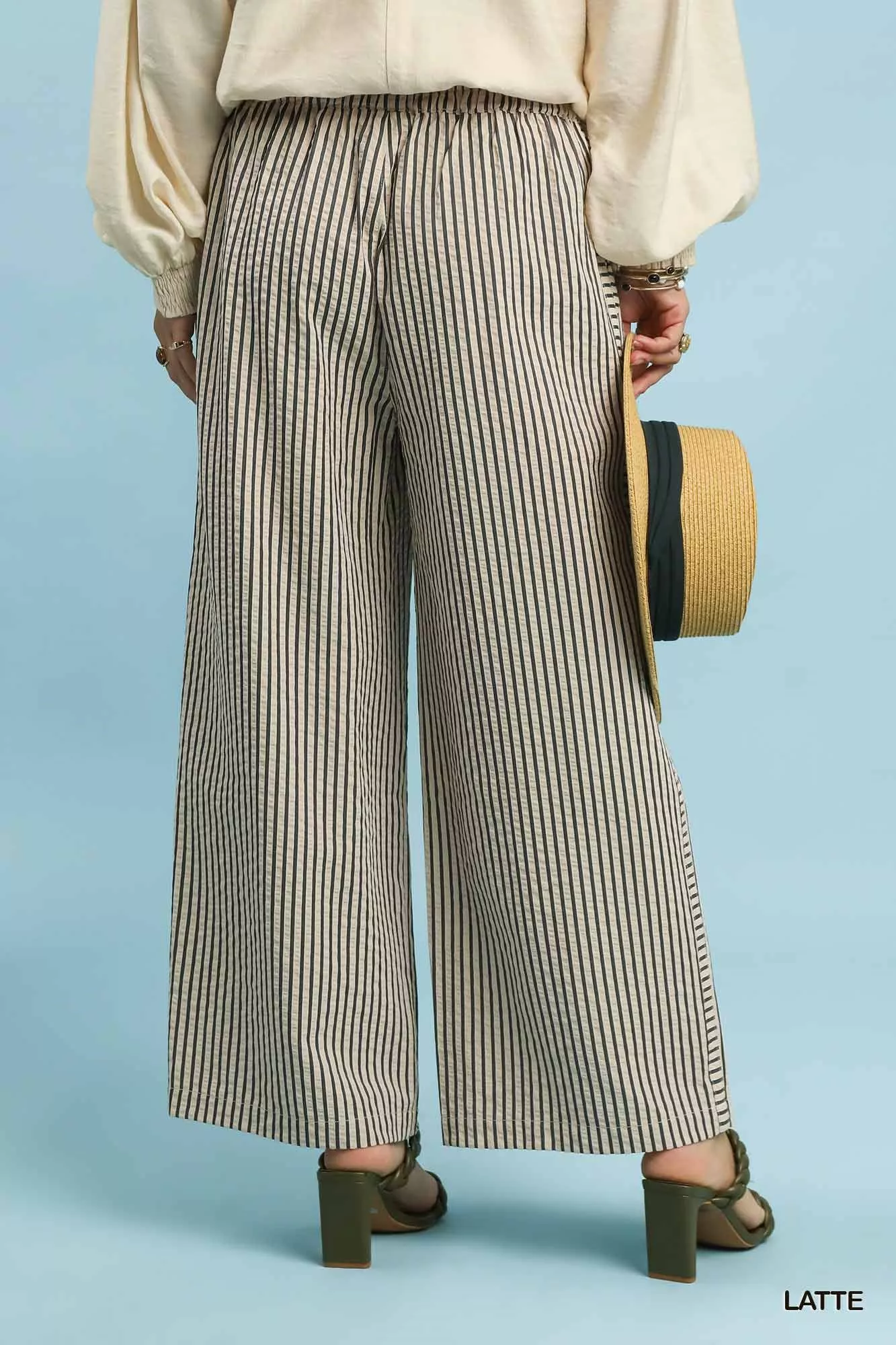 Umgee Drawstring Striped Wide-Leg Pants - Image 3
