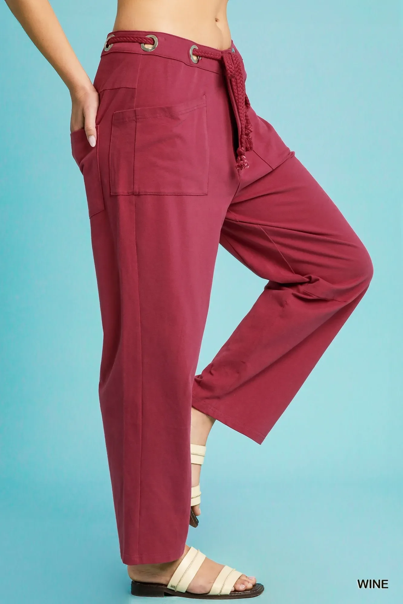 Umgee Drawstring Wide Leg Casual Pants - Image 2
