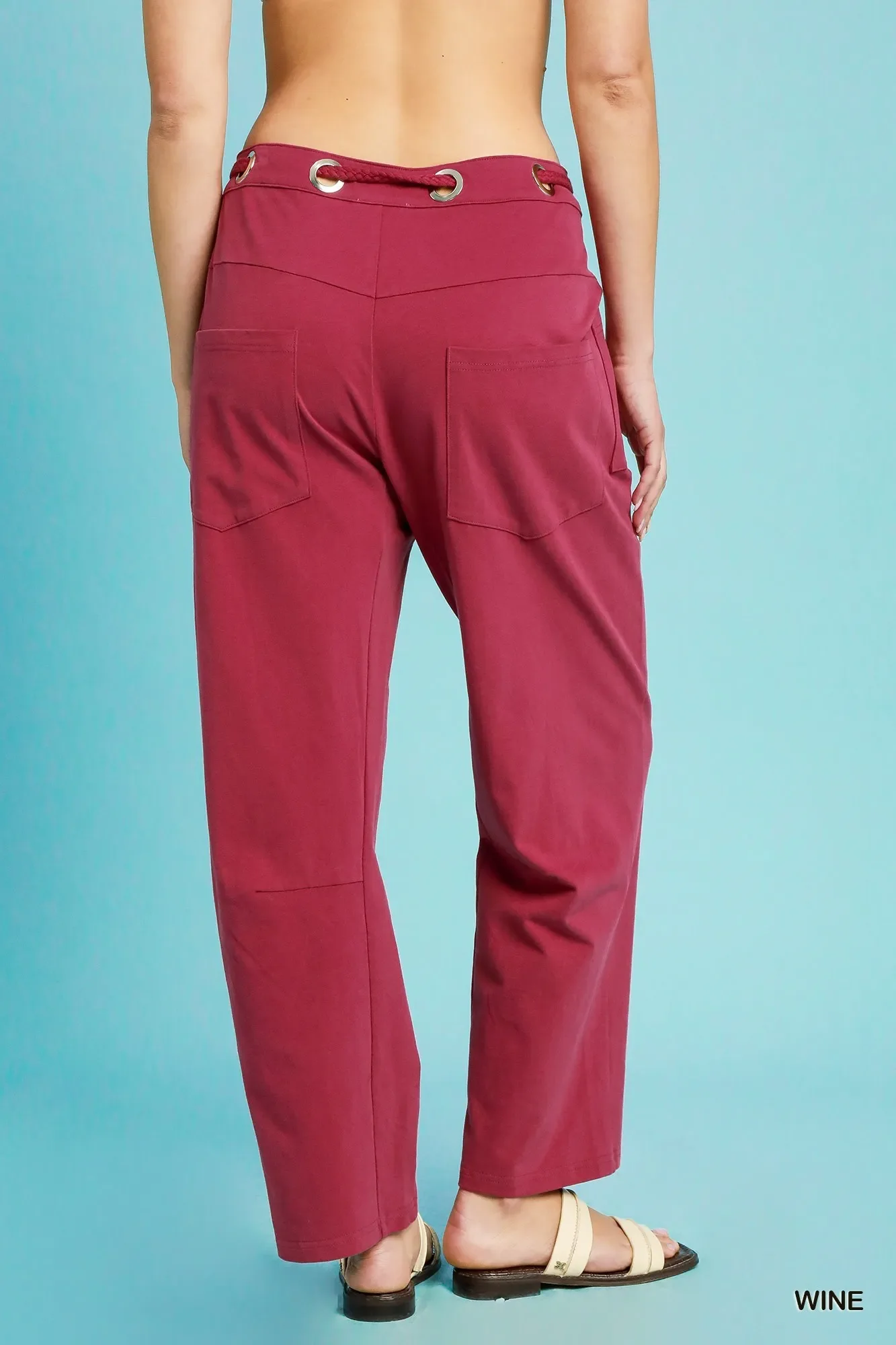 Umgee Drawstring Wide Leg Casual Pants - Image 3