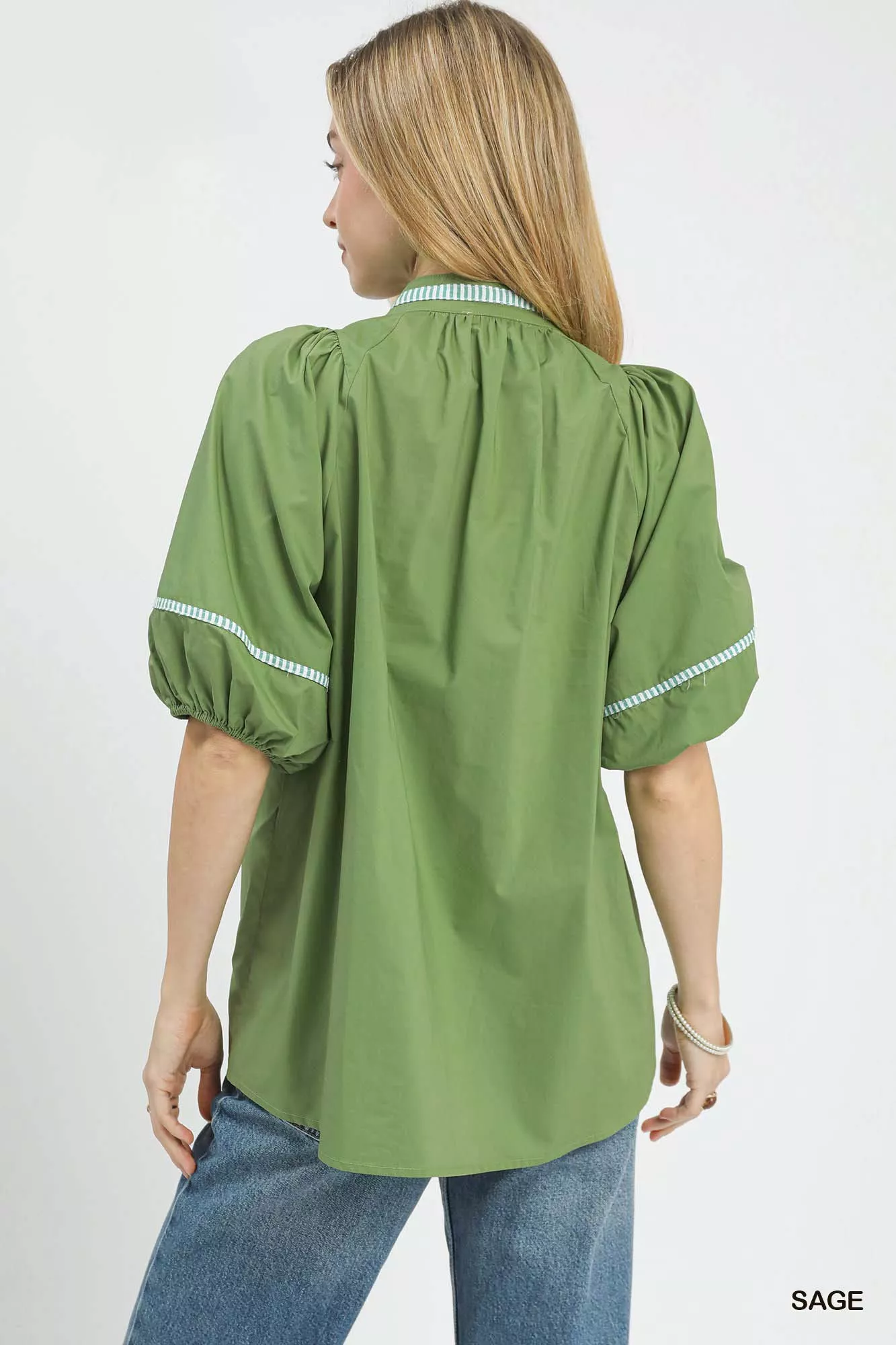Umgee Embroidered Floral Puff Sleeve Top - Image 4