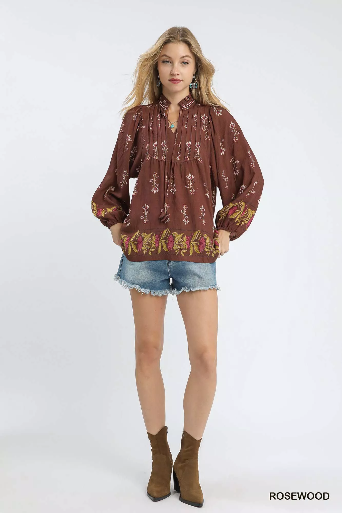 Umgee Floral Boho Peasant Blouse - Image 2