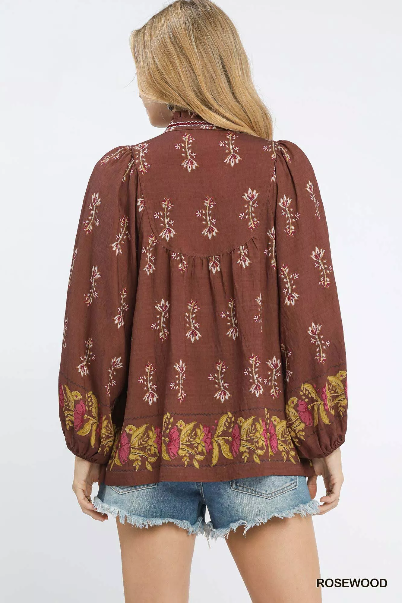 Umgee Floral Boho Peasant Blouse - Image 4