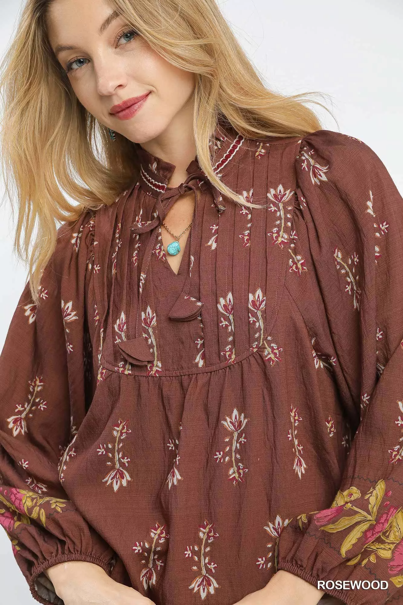 Umgee Floral Boho Peasant Blouse - Image 5