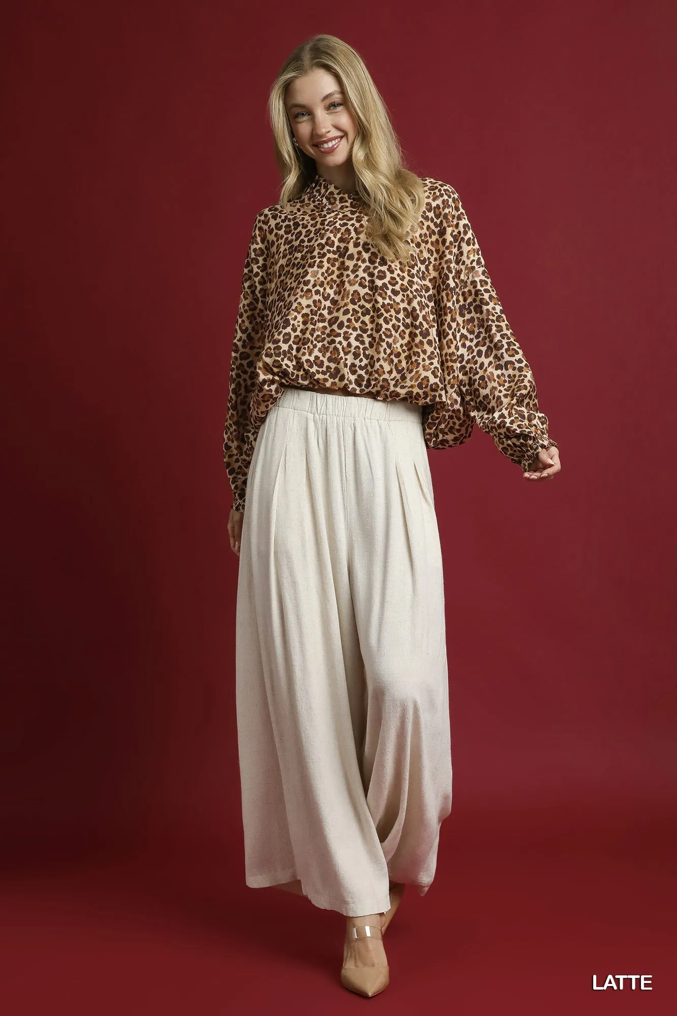 Umgee Leopard Print Balloon Sleeve Blouse - Image 6