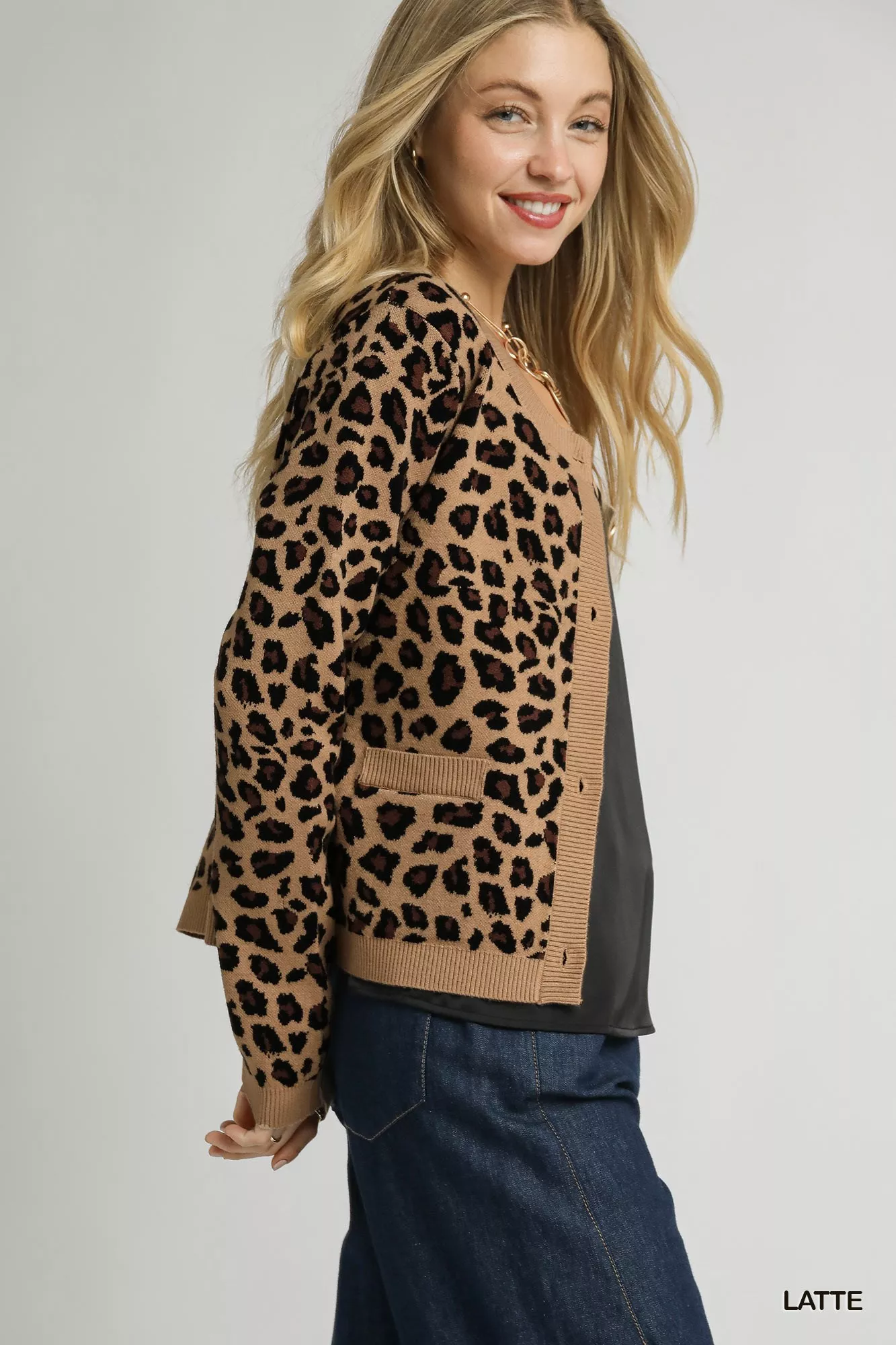 Umgee Leopard Print Button-Down Cardigan - Image 3