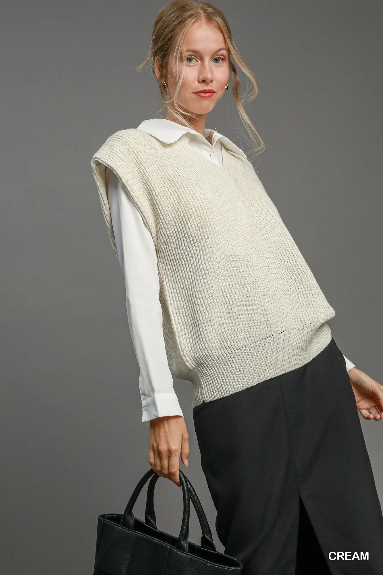 Umgee Oversized V Neck Vest - Image 4