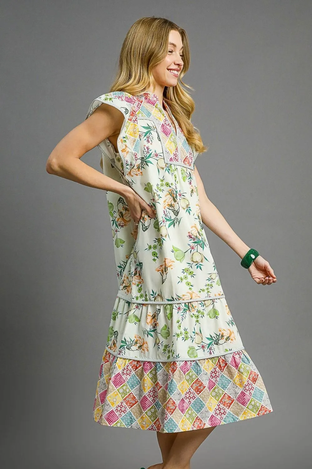 Umgee Patchwork Garden Midi Dress - Image 3