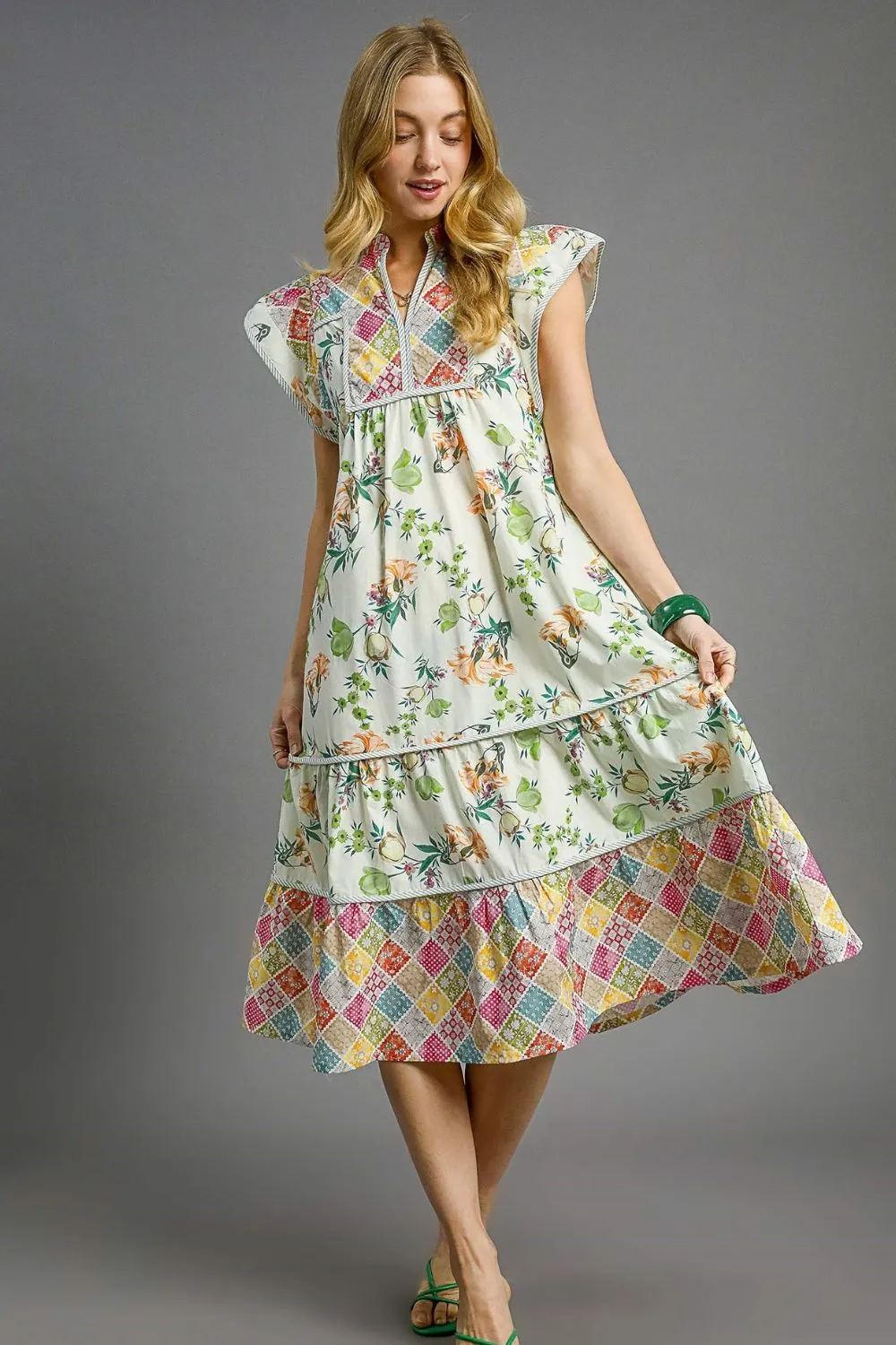 Umgee Patchwork Garden Midi Dress - Image 4