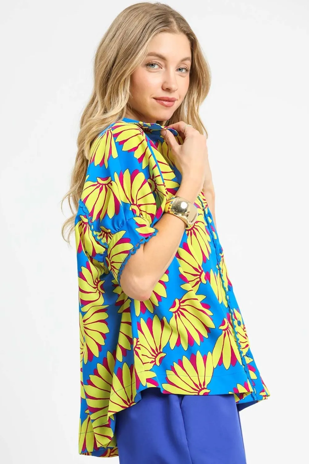Umgee Printed Button-Up Relaxed Shirt - Image 2