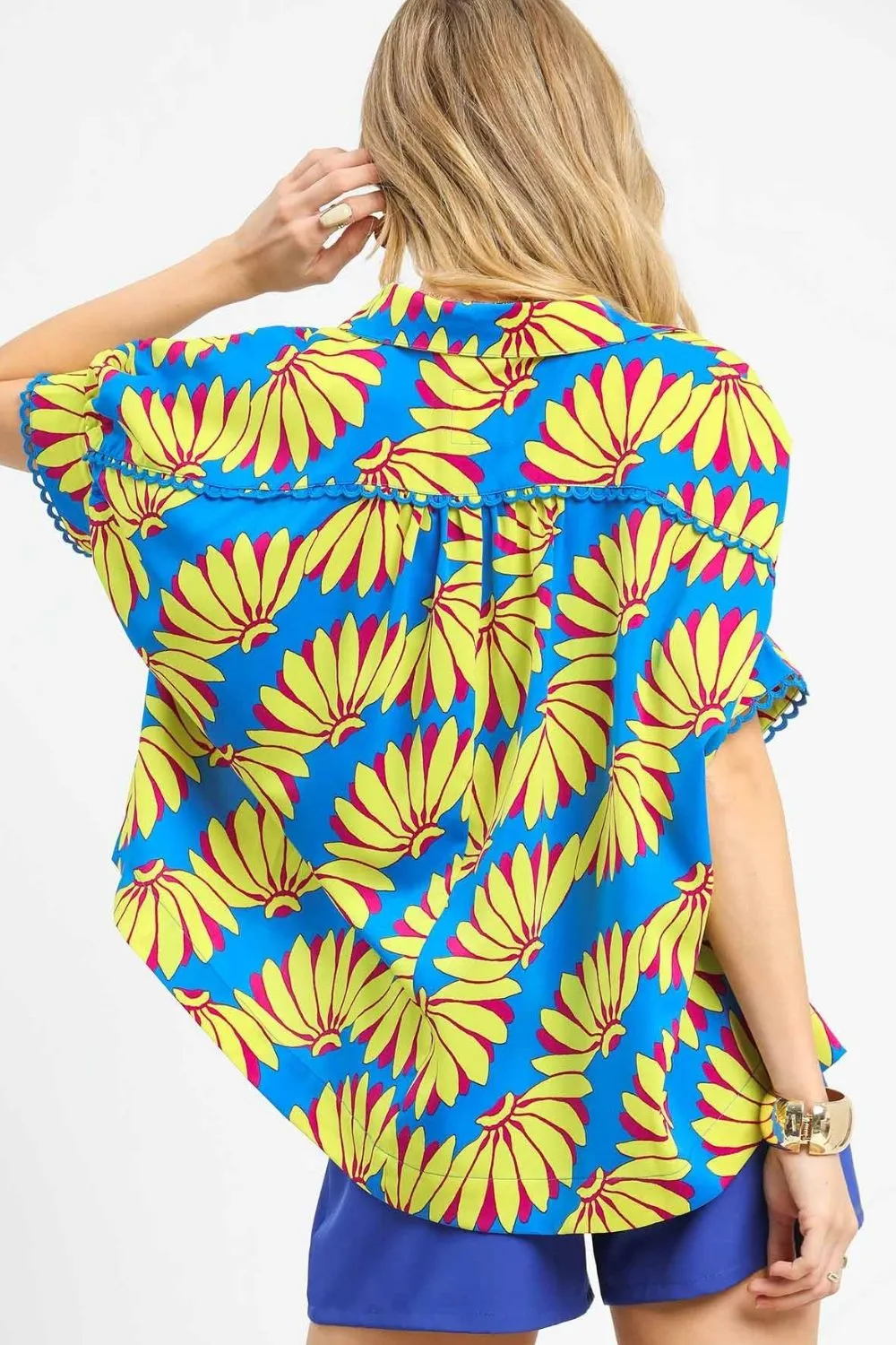 Umgee Printed Button-Up Relaxed Shirt - Image 3