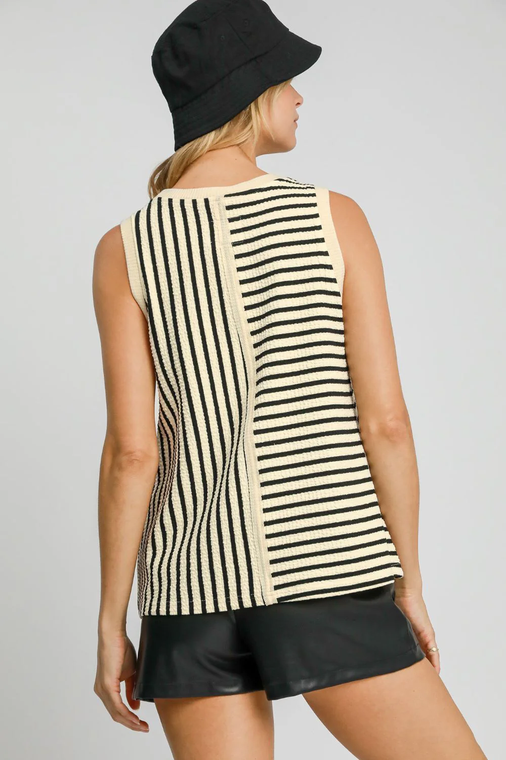 Umgee Round Neck Texture Striped Tank - Image 2