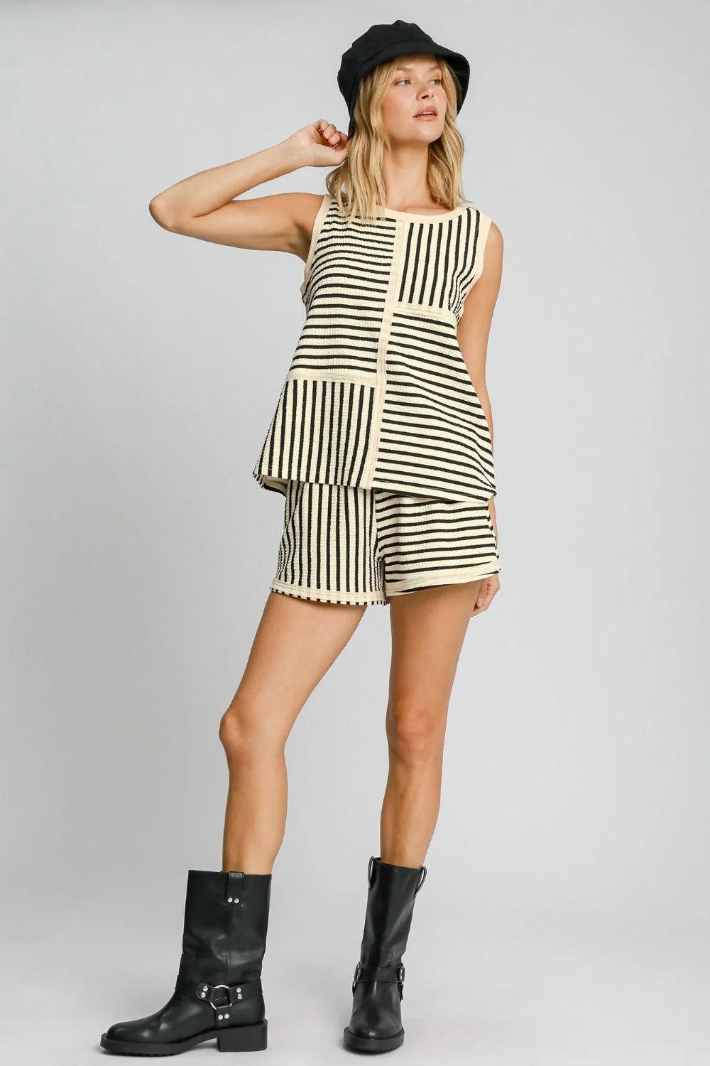 Umgee Round Neck Texture Striped Tank - Image 6