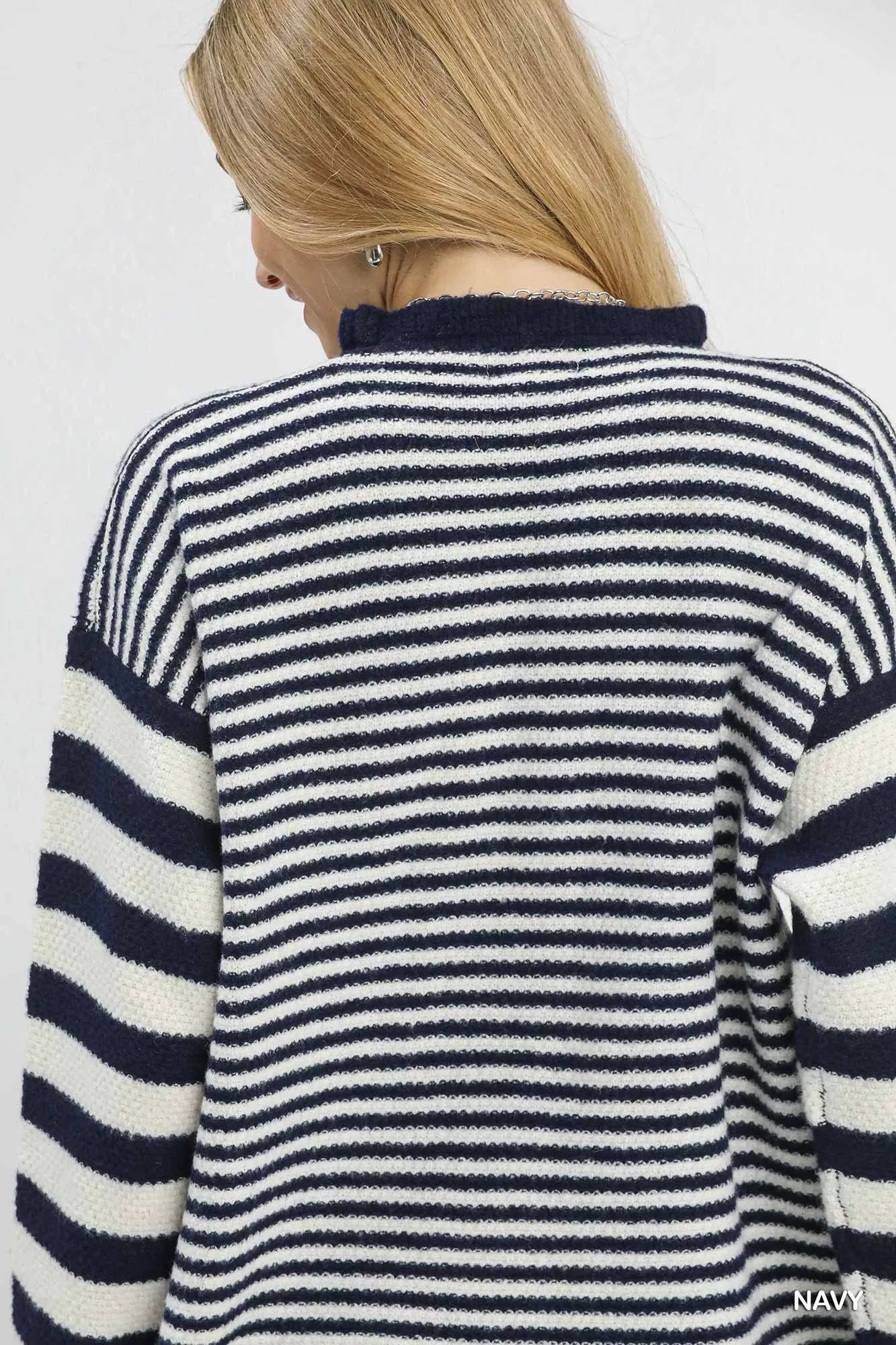 Umgee Ruffle Neck Stripe Sweater - Image 5