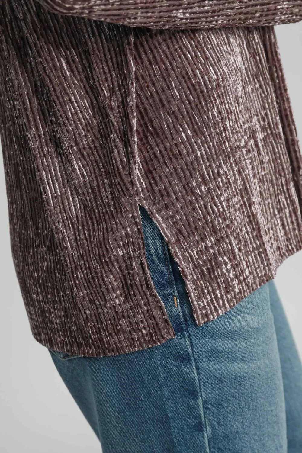 Umgee Side Slit Texture Button Up Shirt - Image 4