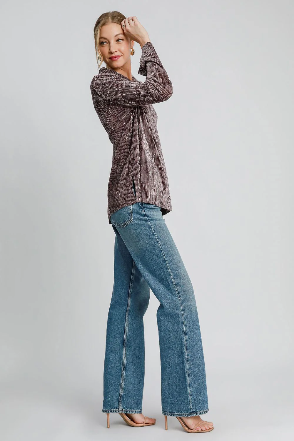 Umgee Side Slit Texture Button Up Shirt - Image 5