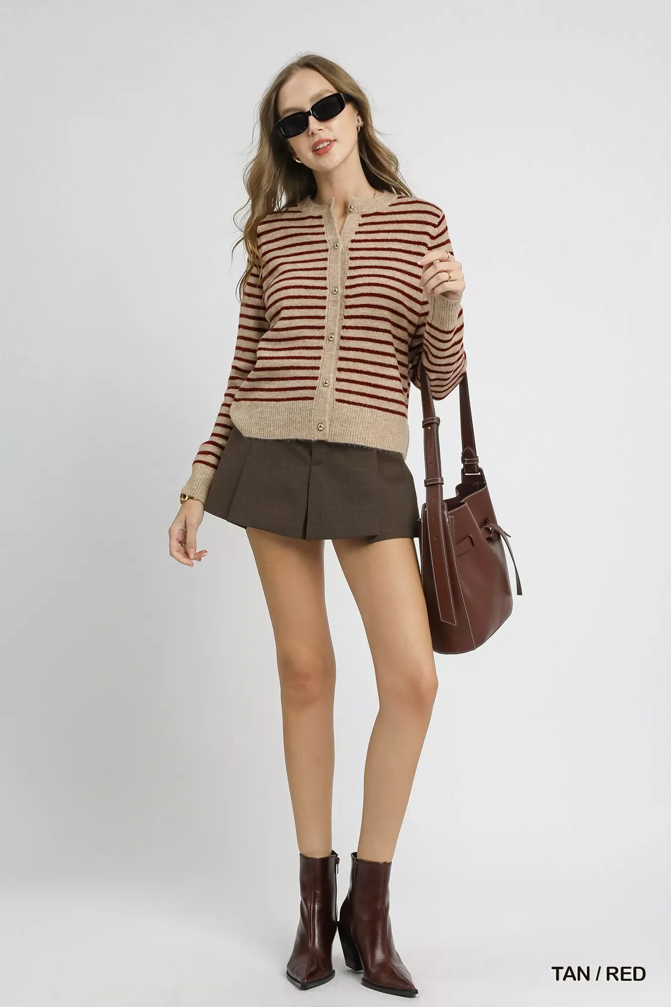 Umgee Striped Button-Up Knit Cardigan - Image 5