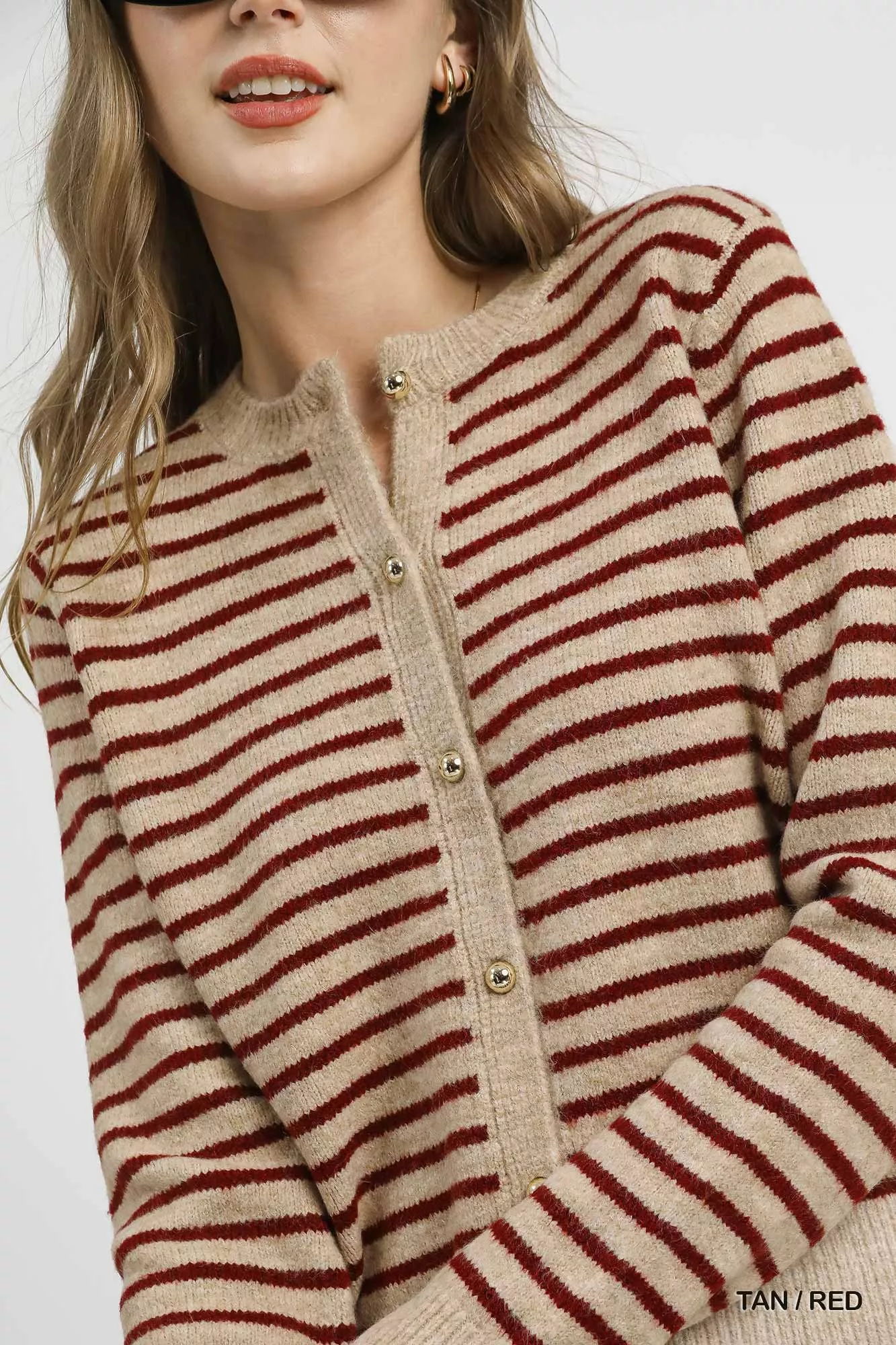 Umgee Striped Button-Up Knit Cardigan - Image 6