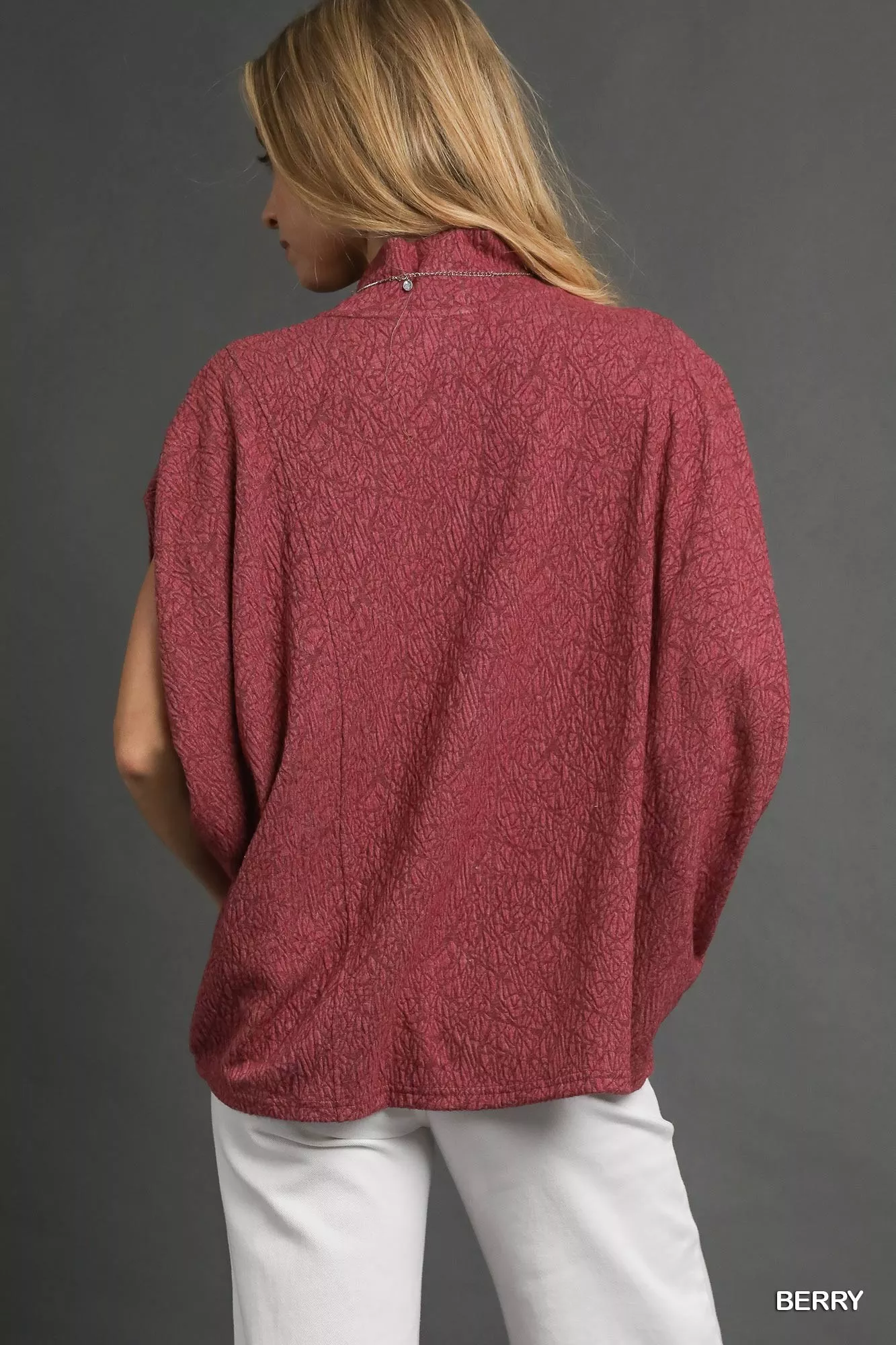 Umgee Textured Mock Neck Relaxed Top - Image 2