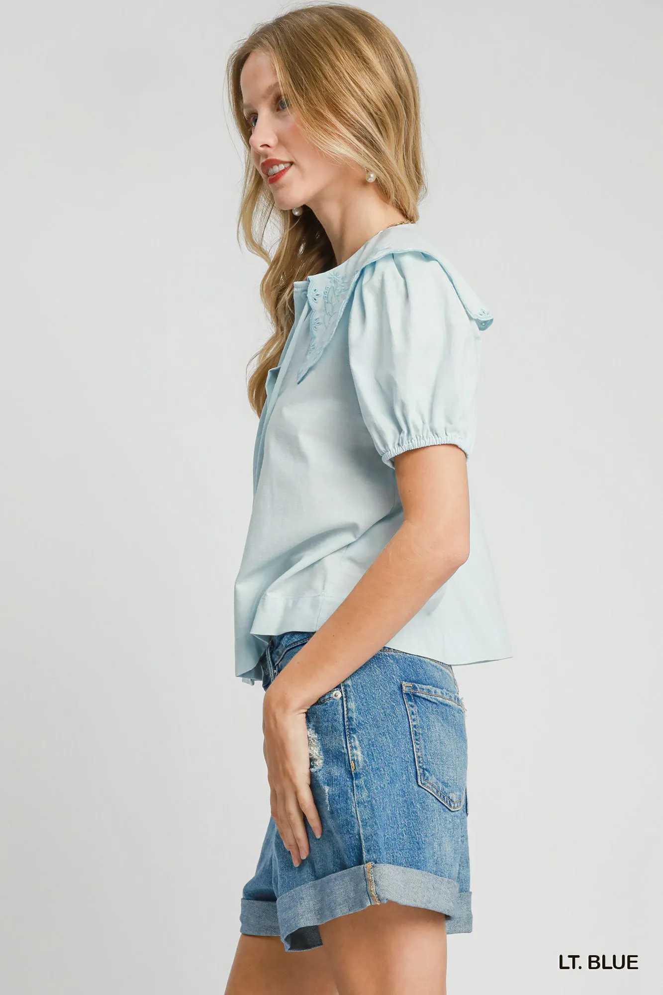 Umgee Tied Collared Short Sleeve Button Down Shirt - Image 3
