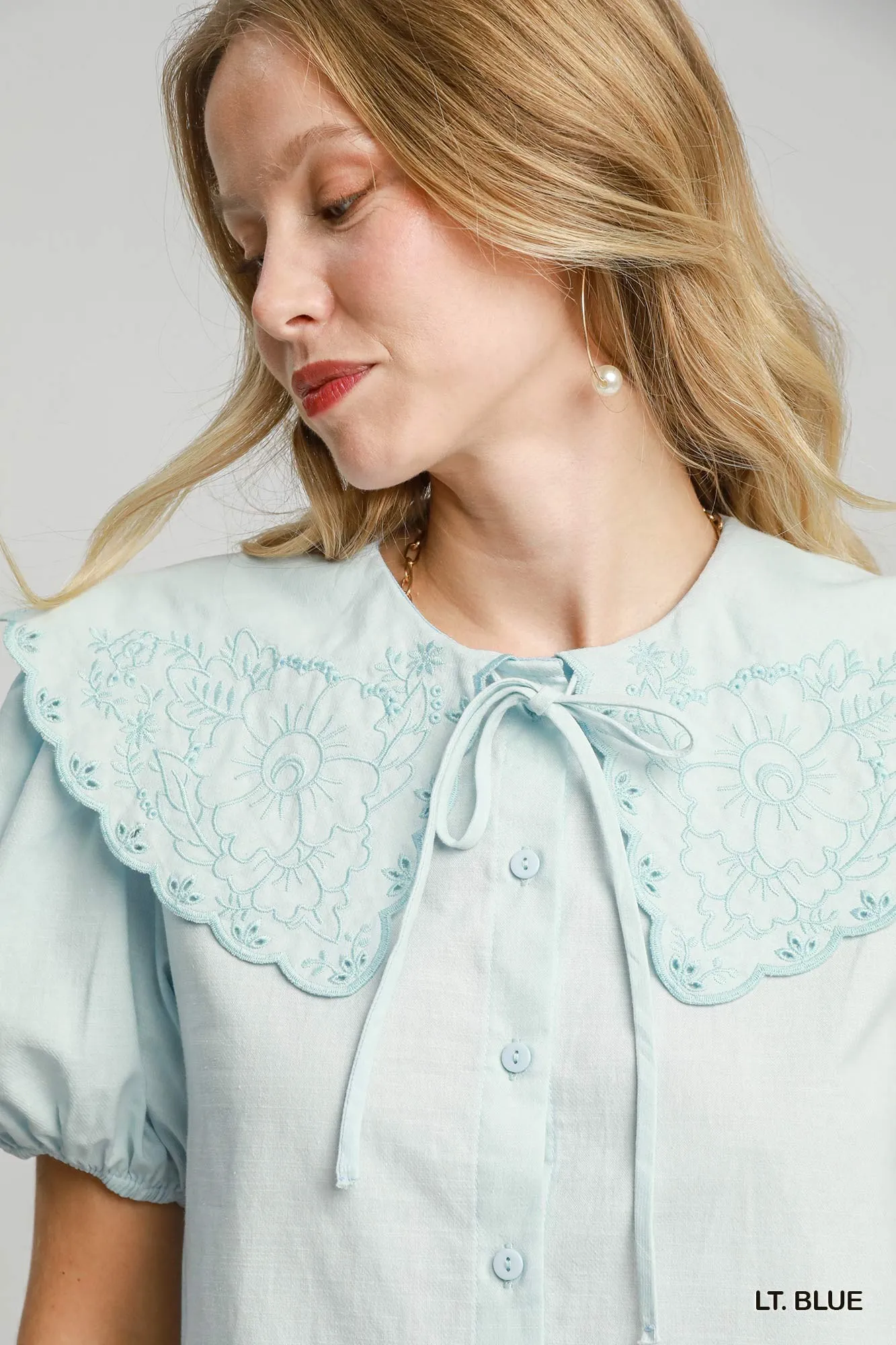 Umgee Tied Collared Short Sleeve Button Down Shirt - Image 4