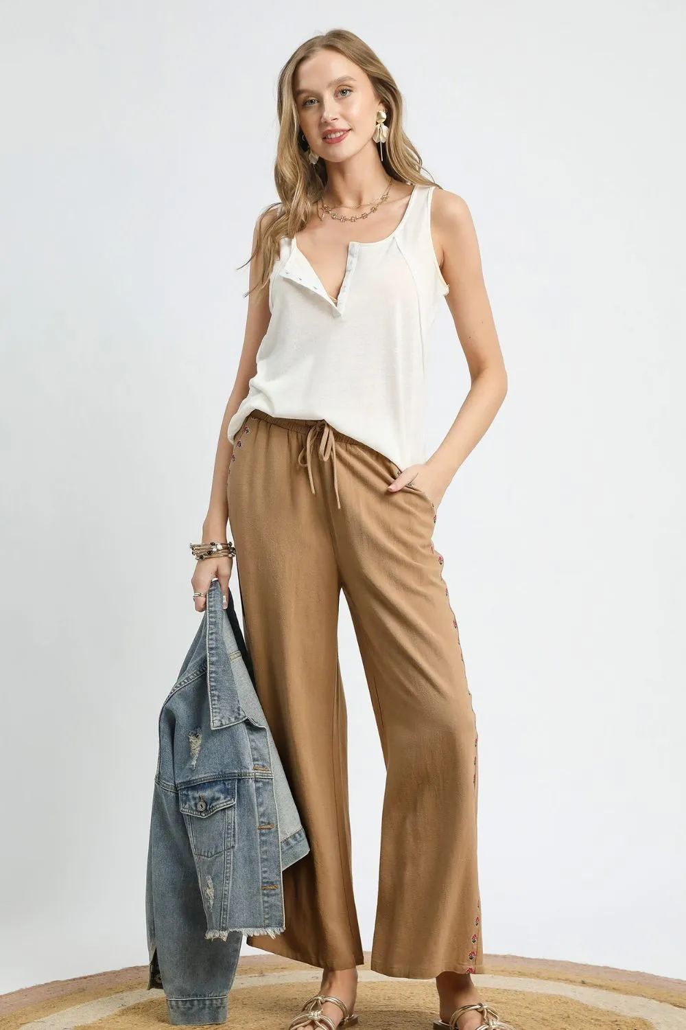 Umgee Wide Leg Drawstring Pants - Image 4