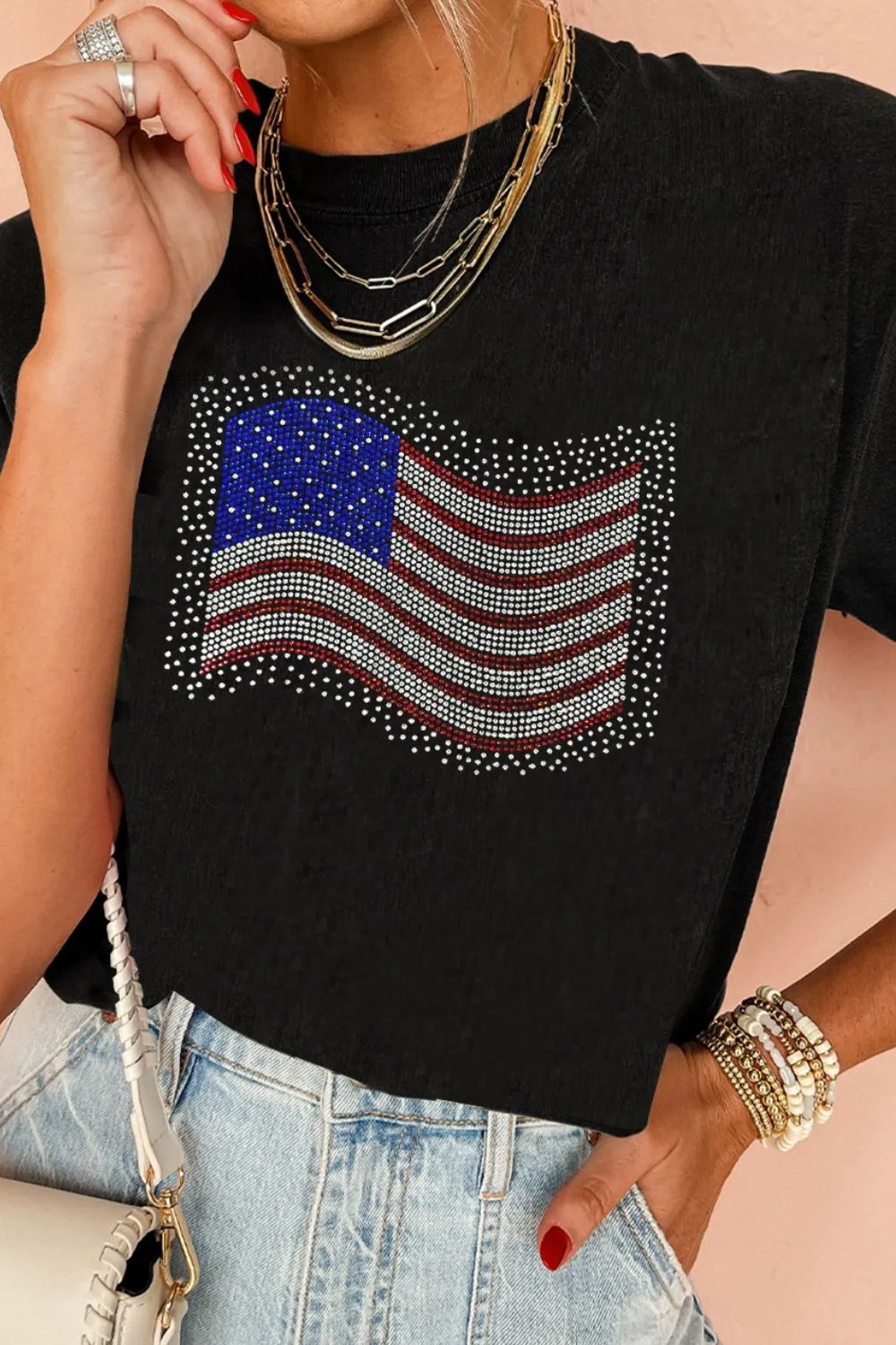 US Flag Round Neck Short Sleeve T-Shirt - Image 5