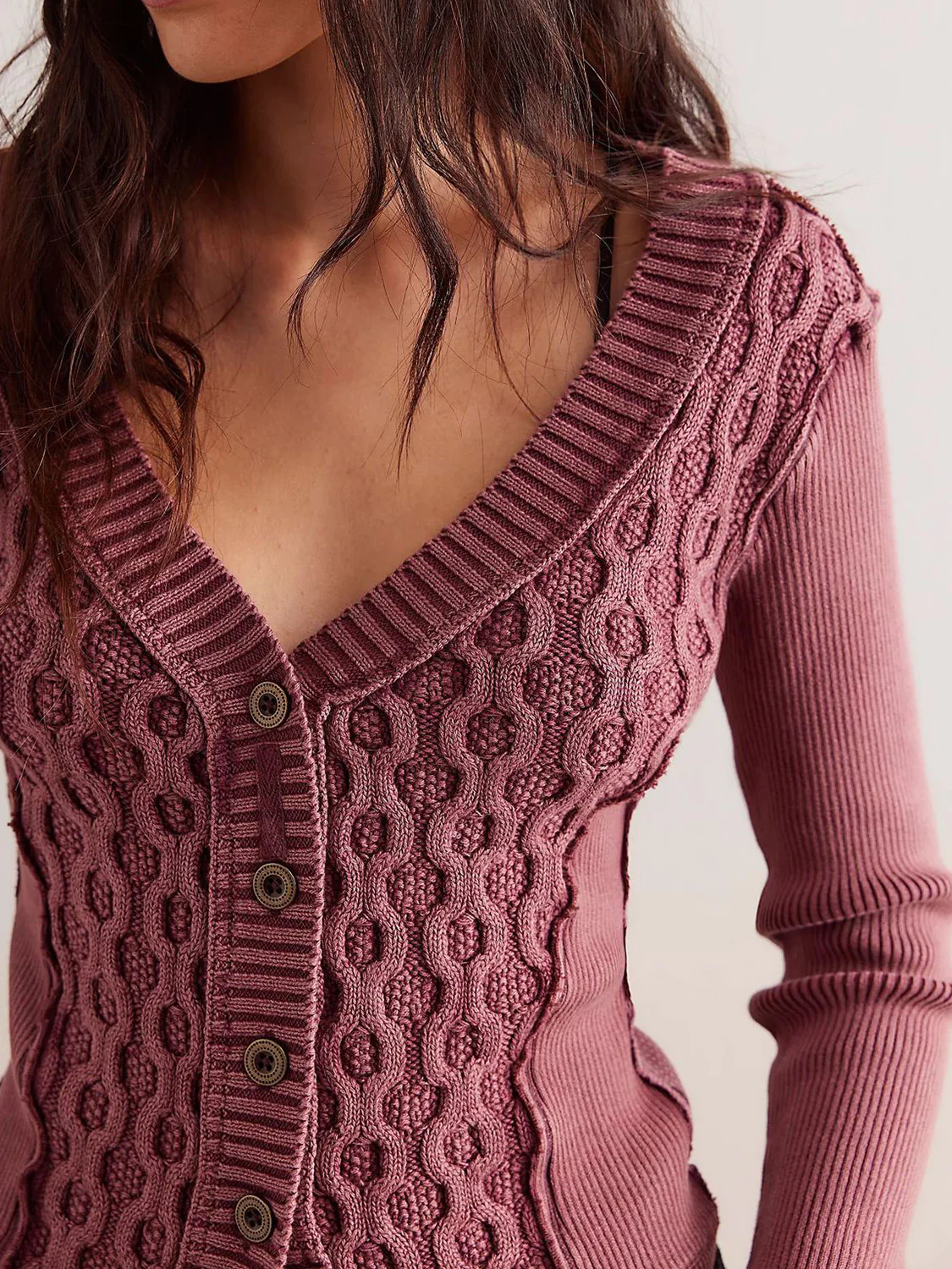 V-Neck Button Up Cropped Cardigan - Image 7