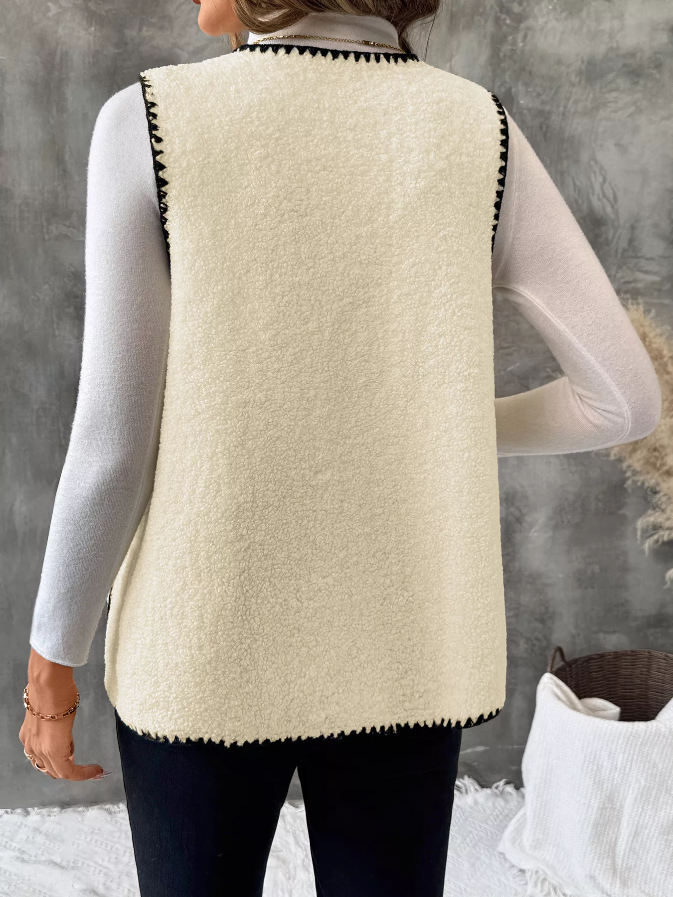 V-Neck Button Up Vest Coat - Image 6