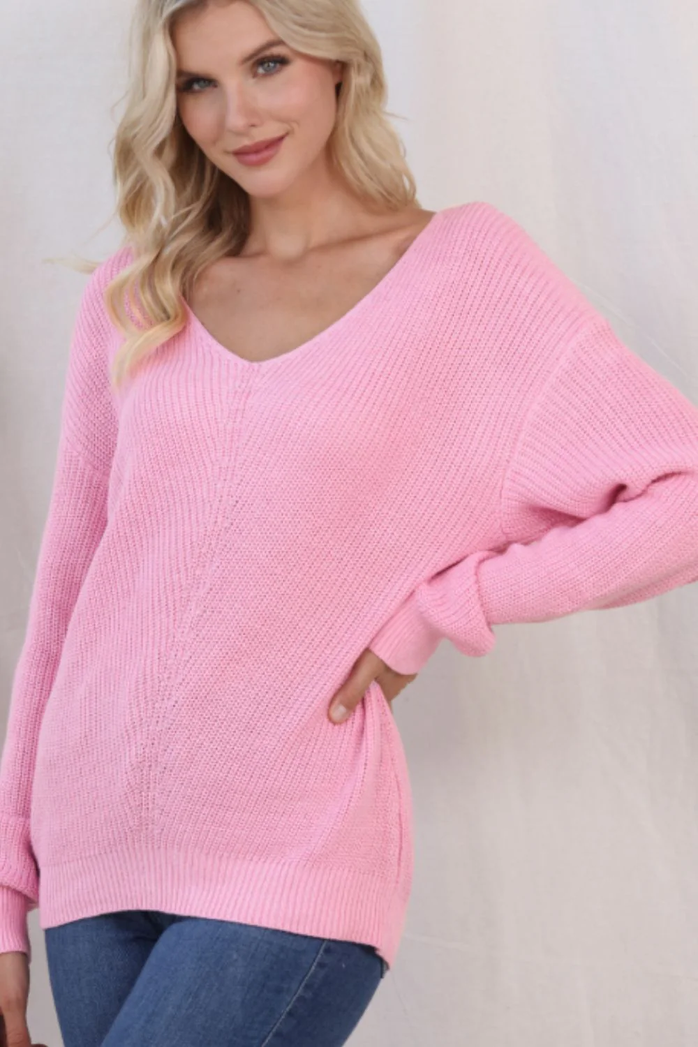 V-Neck Drop Shoulder Sweater - Image 2