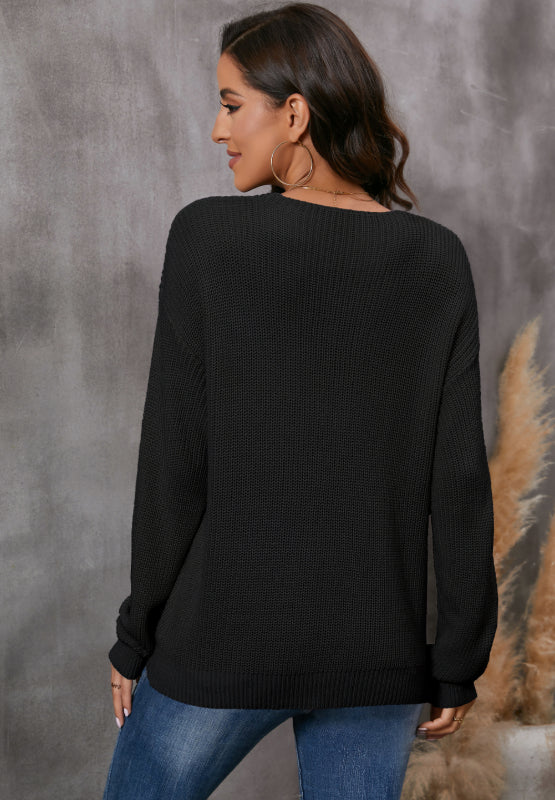 V-Neck Drop Shoulder Sweater - Image 22