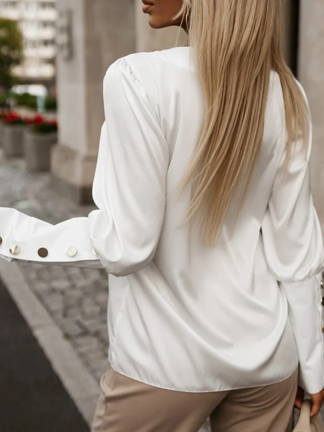 V-Neck Long Sleeve Blouse - Image 5