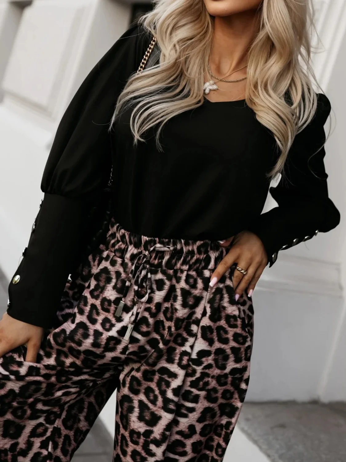 V-Neck Long Sleeve Blouse - Image 9