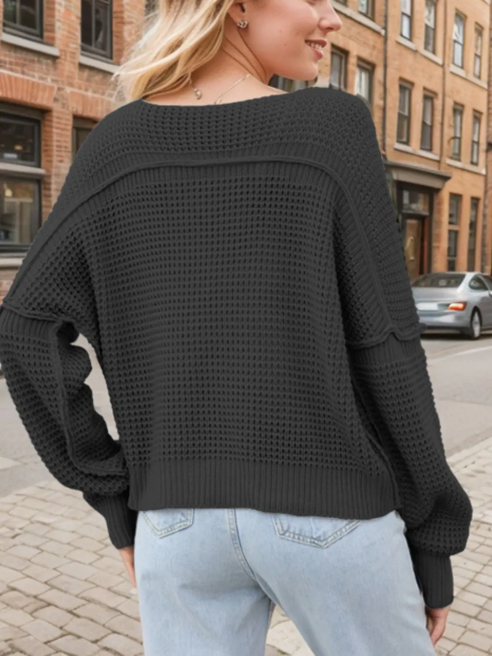 V-Neck Long Sleeve Sweater - Image 9