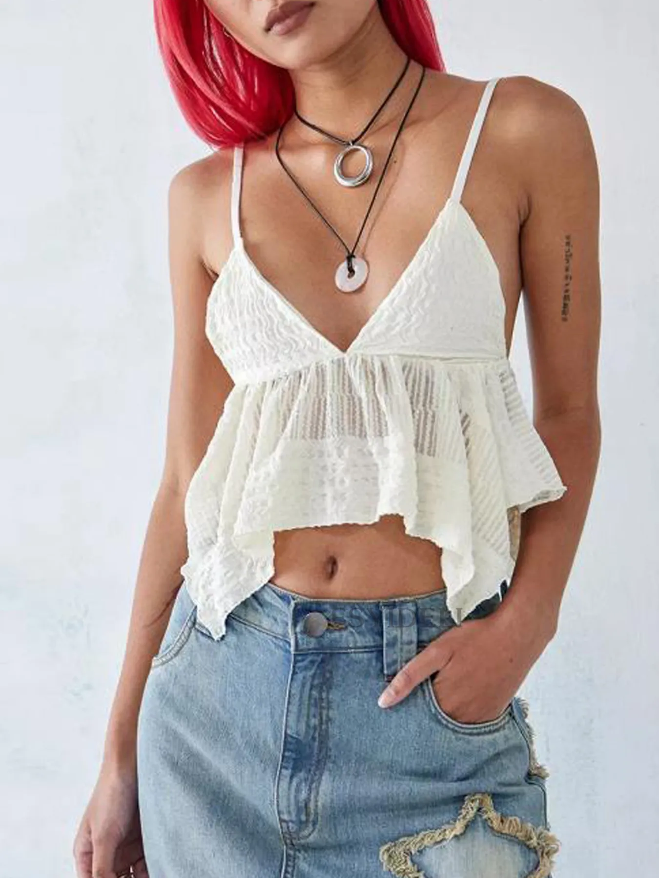 V-Neck Peplum Cami Top - Image 3