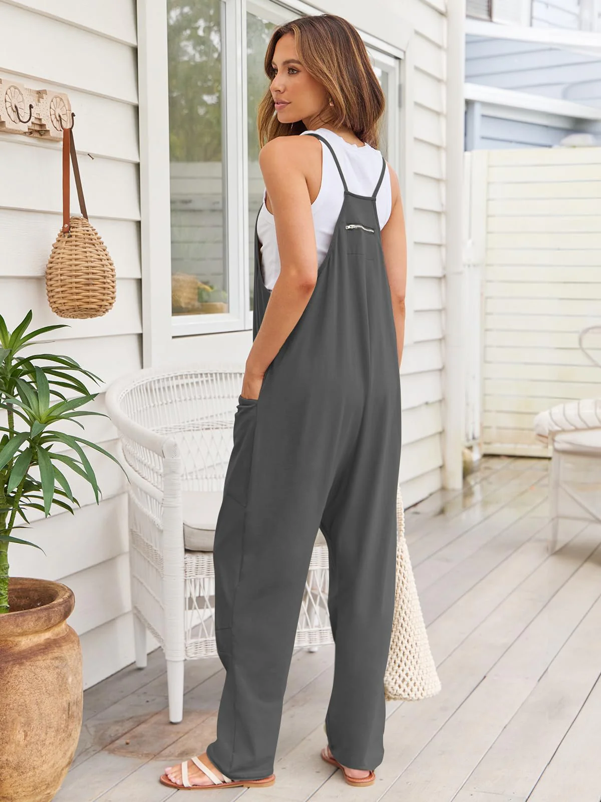 V-Neck Spaghetti Strap Jumpsuit - Image 4