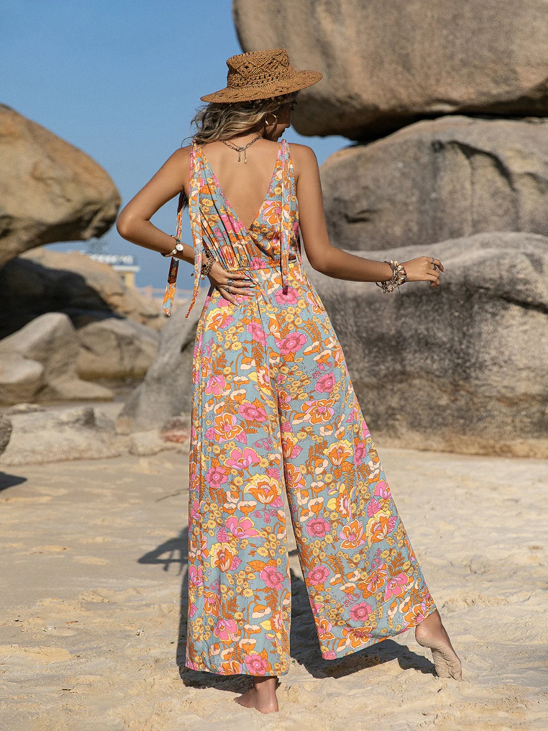 V-Neck Wide Leg Jumpsuit - Image 2