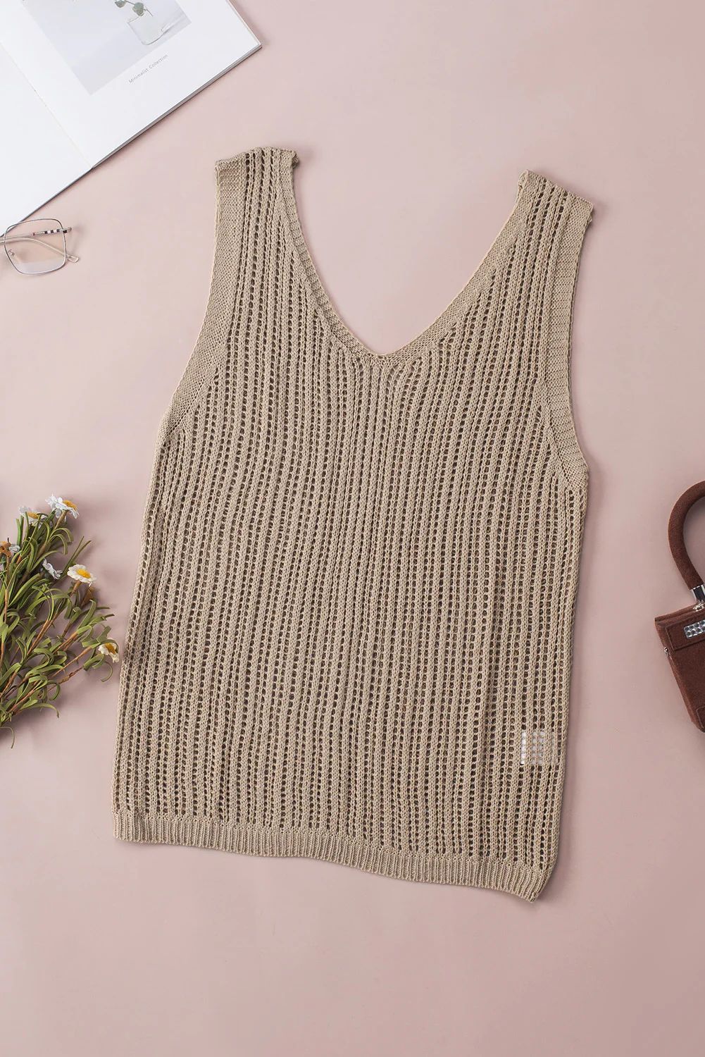 V-Neck Wide Strap Knit Vest - Image 7