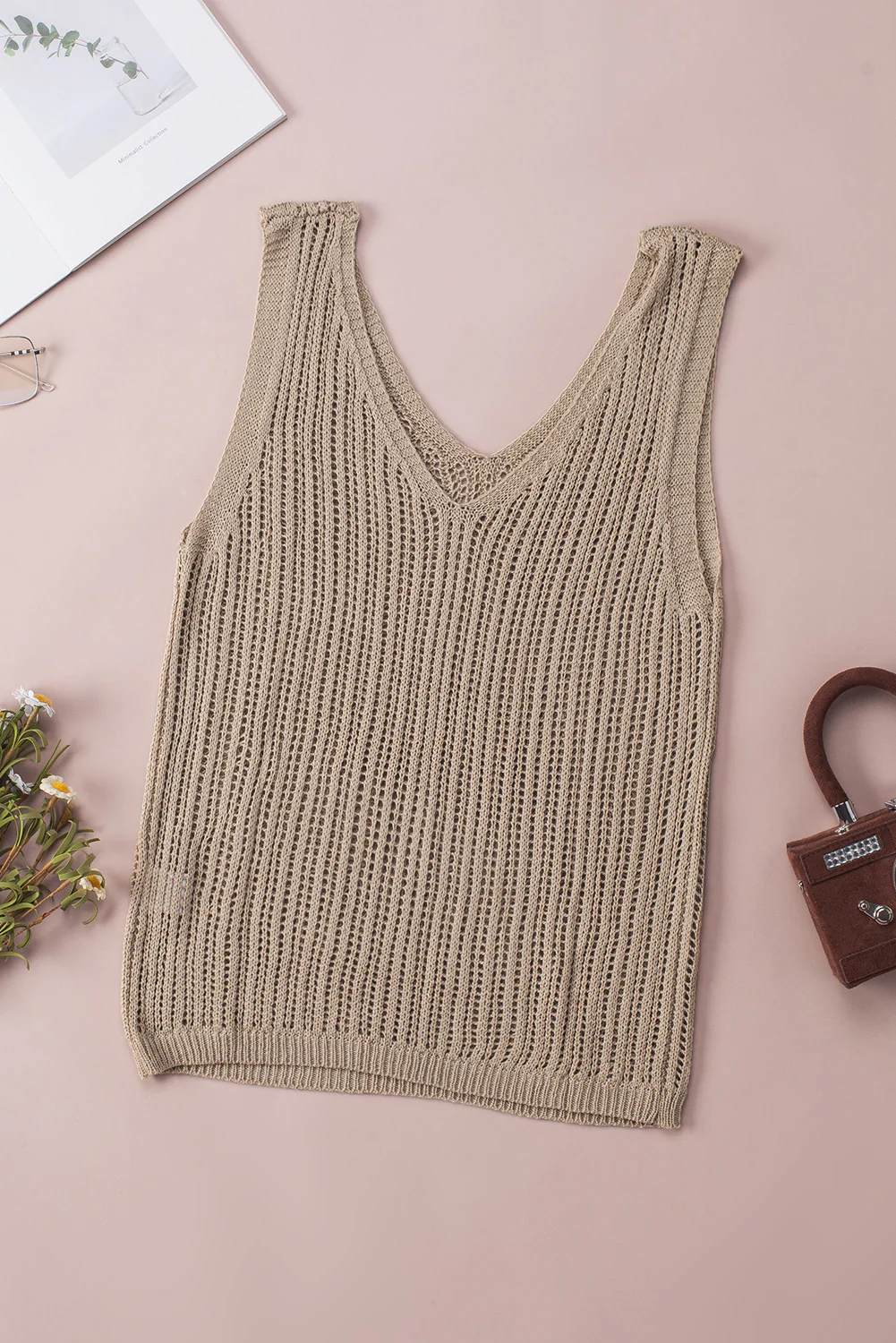 V-Neck Wide Strap Knit Vest - Image 8