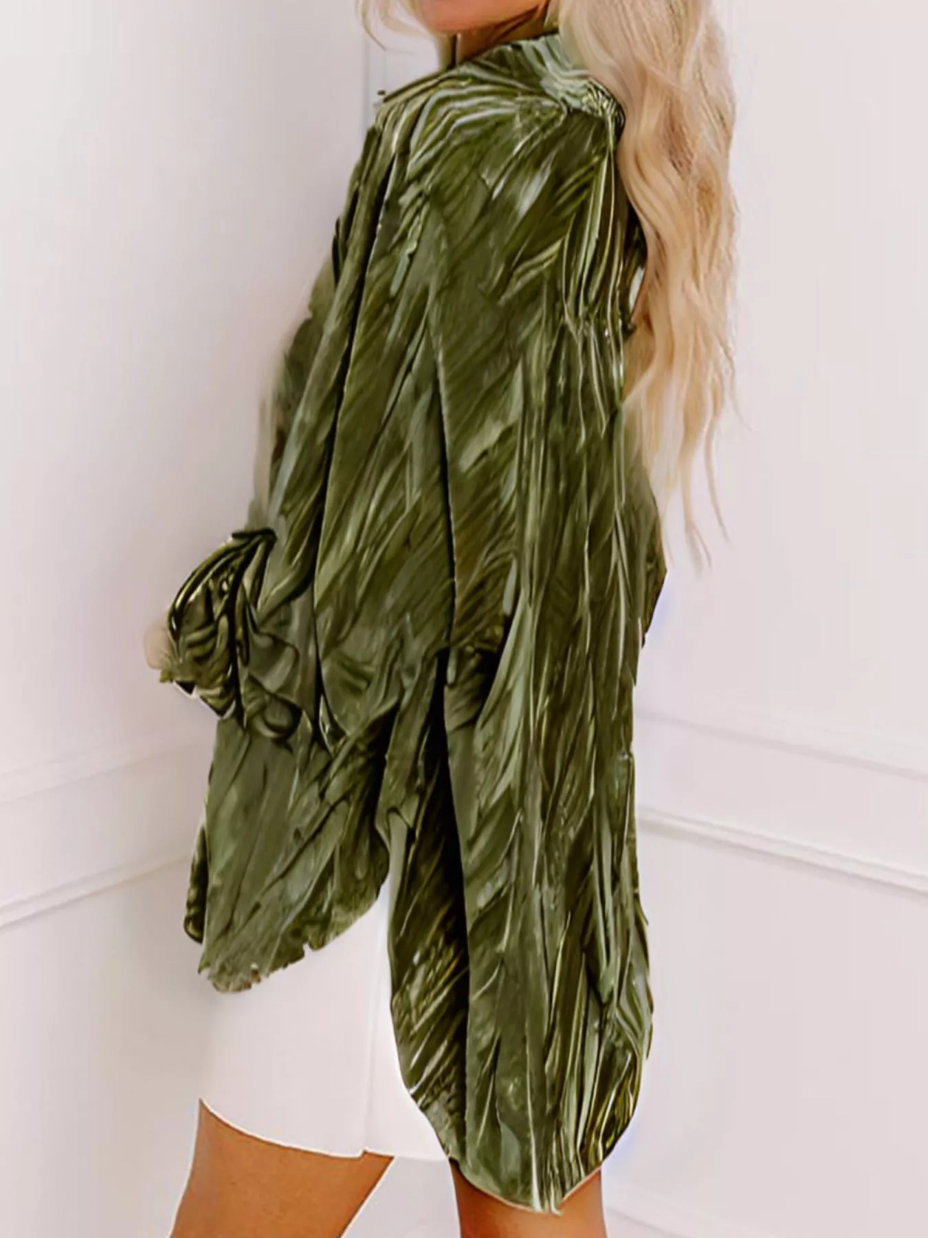 Velvet Button-Down Long Sleeve Shirt - Image 5