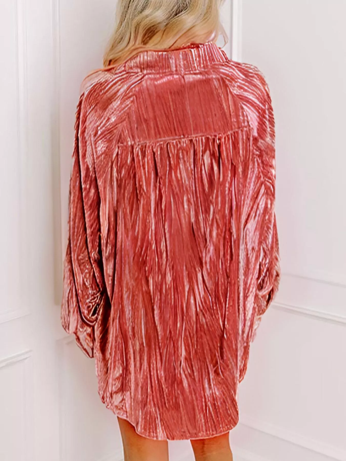 Velvet Button-Down Long Sleeve Shirt - Image 9
