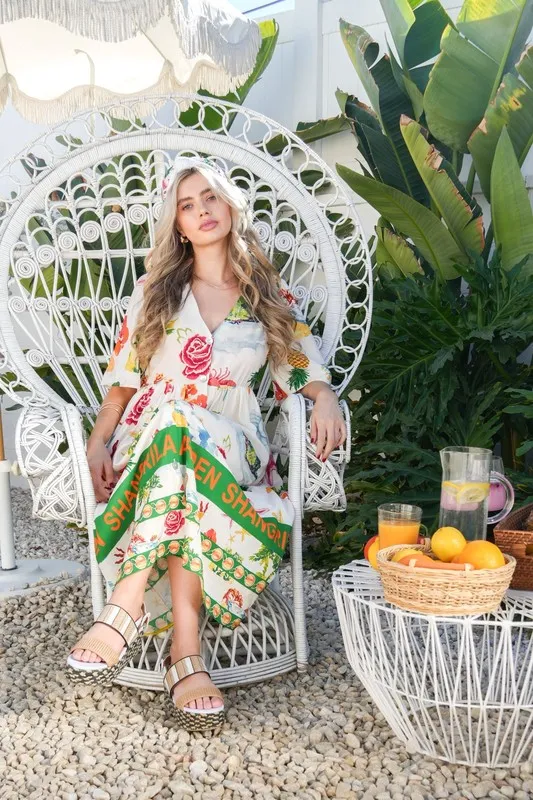 VERY J Button Down Printed Midi Dress - Image 2