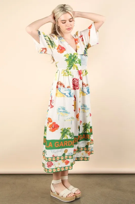 VERY J Button Down Printed Midi Dress - Image 5