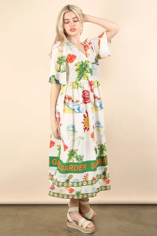 VERY J Button Down Printed Midi Dress - Image 6
