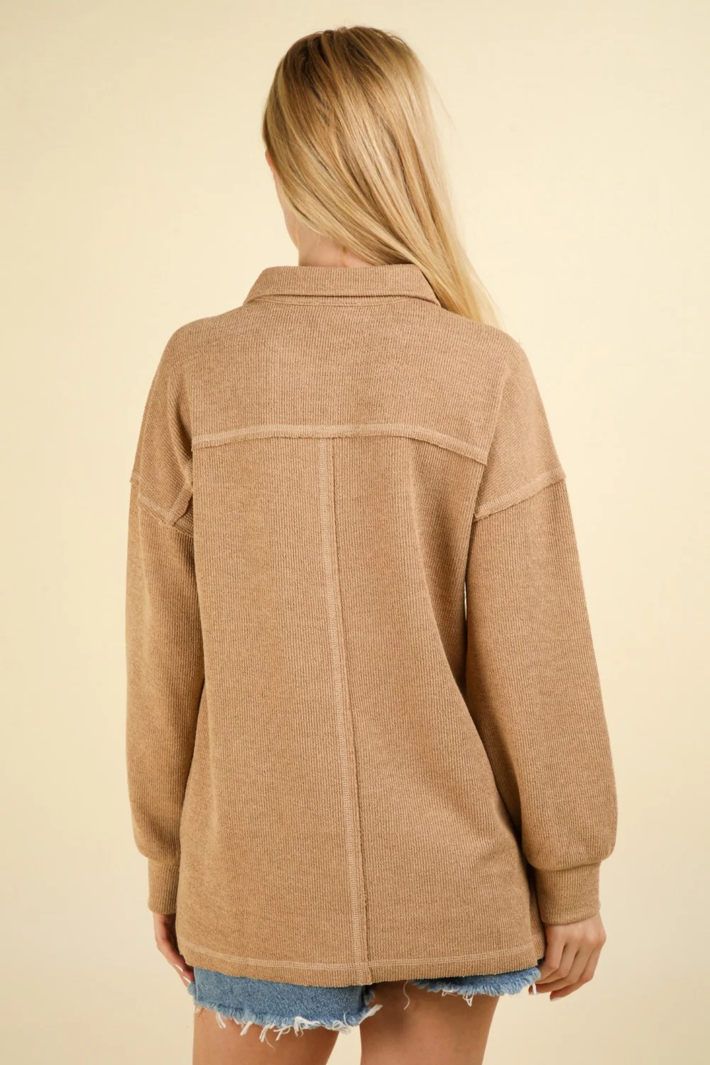 VERY J Collared Half Button Knit Top with Pockets - Image 2
