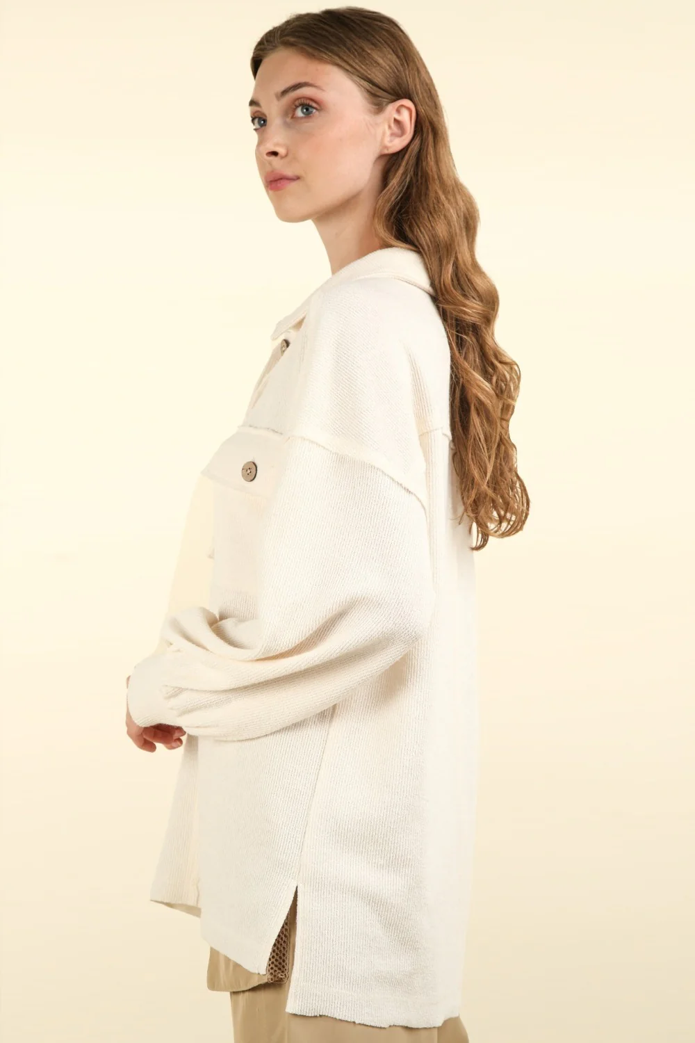 VERY J Collared Half Button Knit Top with Pockets - Image 3