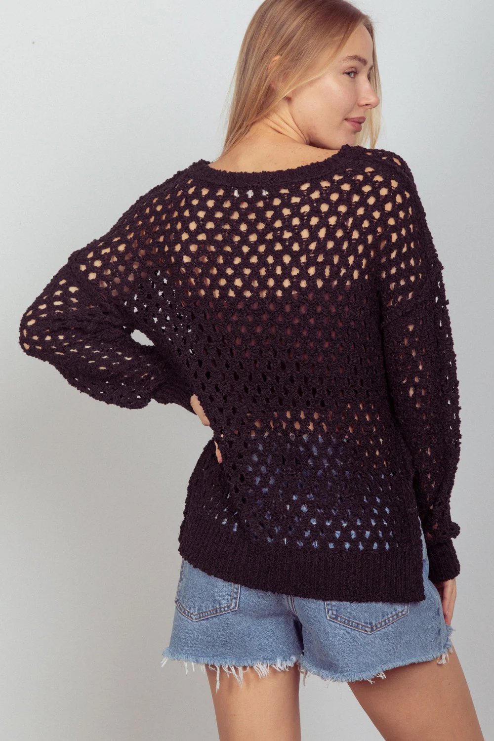 VERY J Openwork Slit Knit Cover Up - Image 2