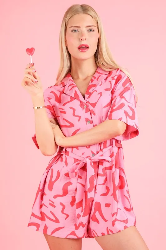 VERY J Oversized Printed Button Down Resort Romper - Image 9