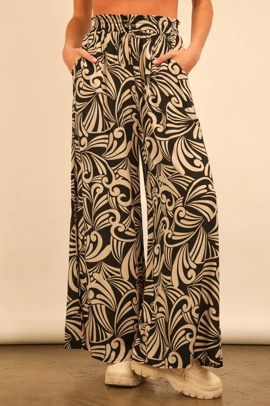 VERY J Printed Wide Leg Pants