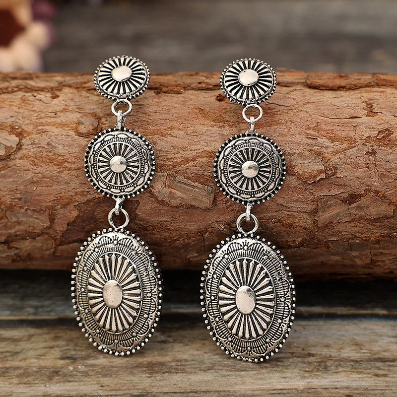 Vintage Alloy Dangle Earrings - Image 2