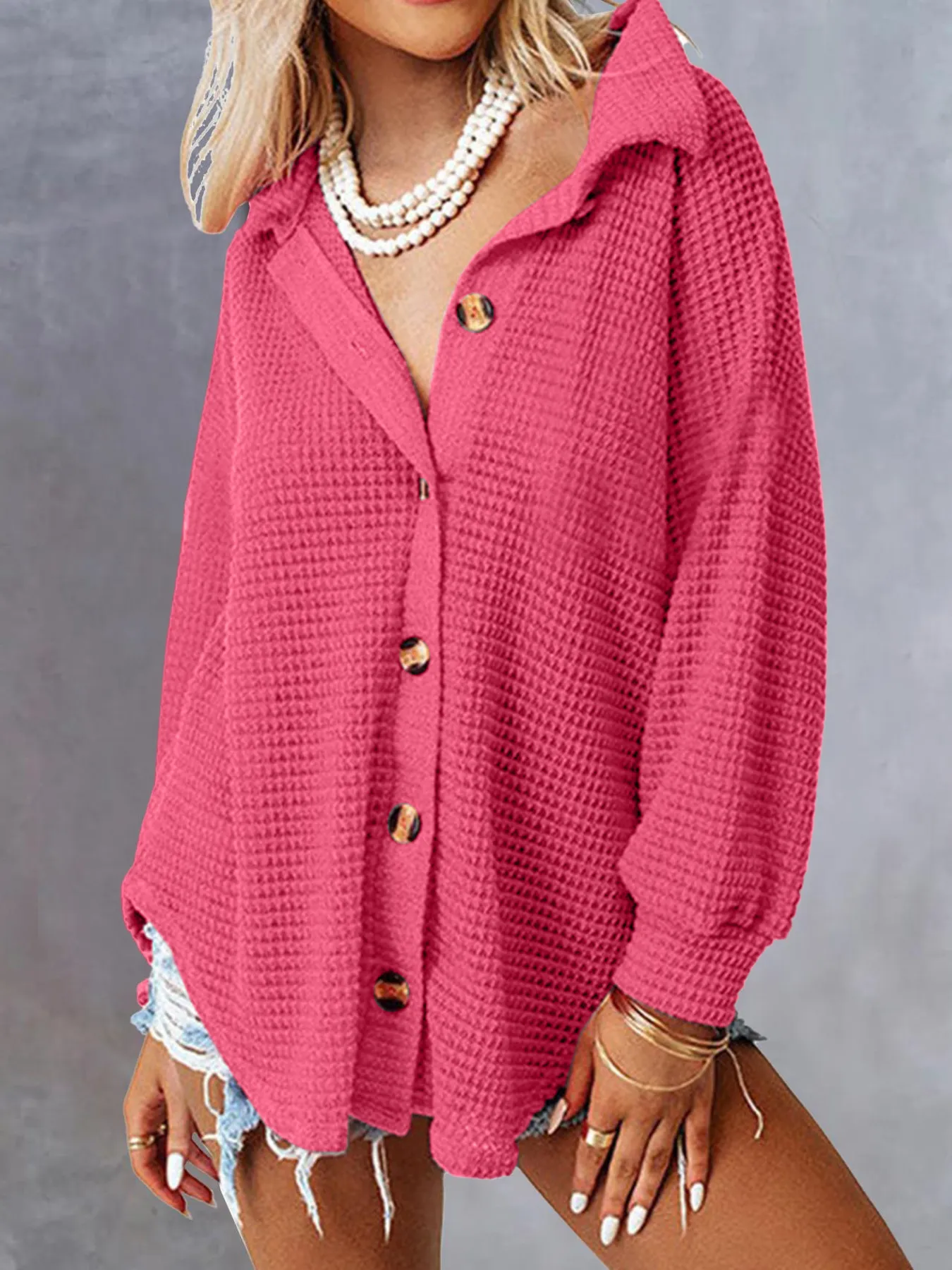 Waffle Knit Button-Down Shirt - Image 11